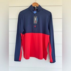 RLX Ralph Lauren Men’s Golf Quarter Zip Pullover Navy Red Size M New With Tags